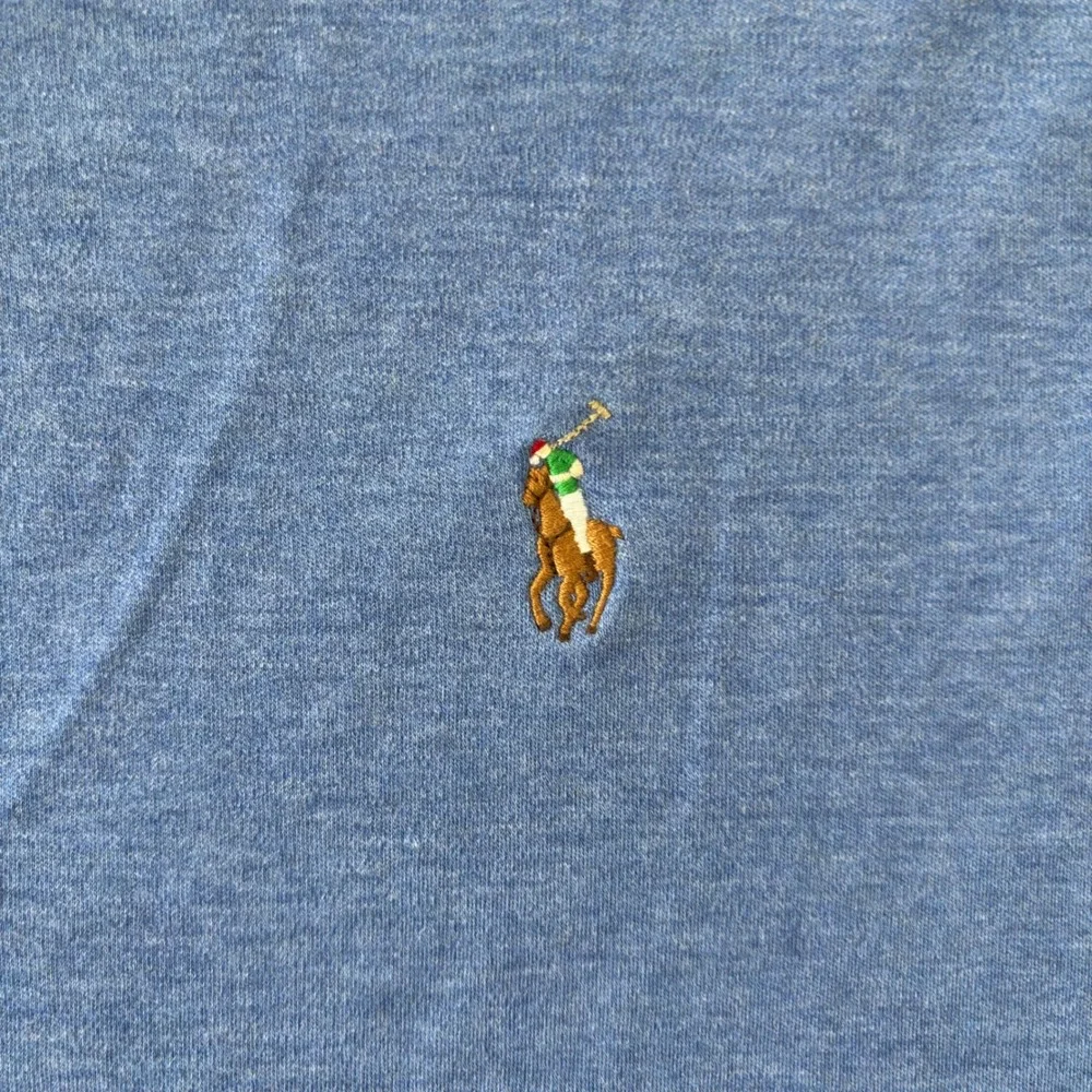 Polo Ralph Lauren Men Large Blue Heather Pima Soft Touch Short Sleeve Polo Shirt